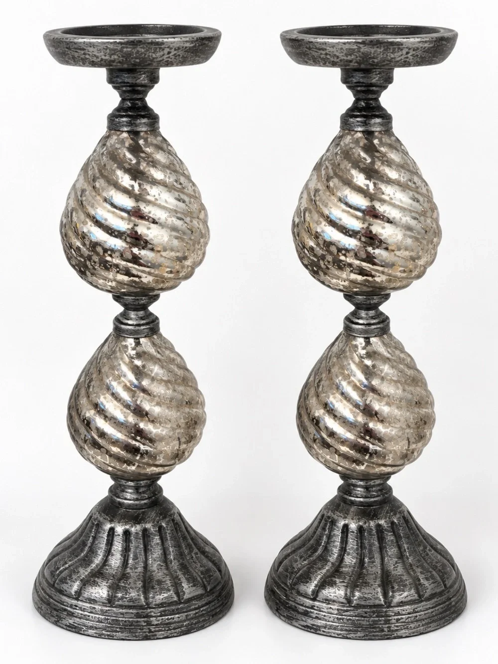 Pair of Pier 1 Mercury Glass Candleholders – 15 Inches